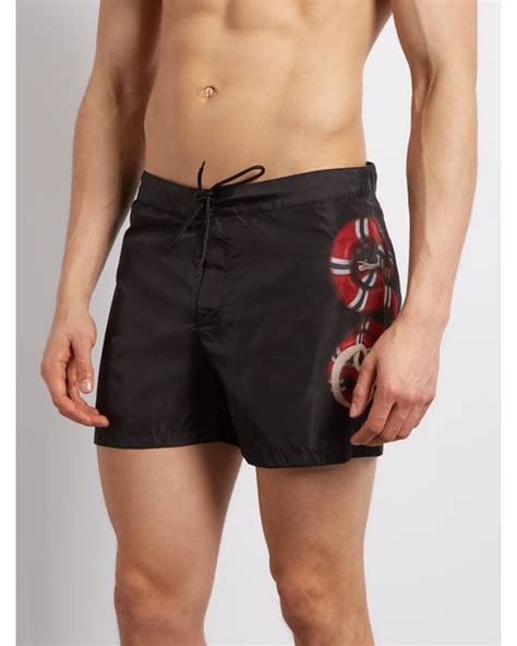 gucci swimming trunks gucci stripe crest snake red|Gucci mens swim trunks.